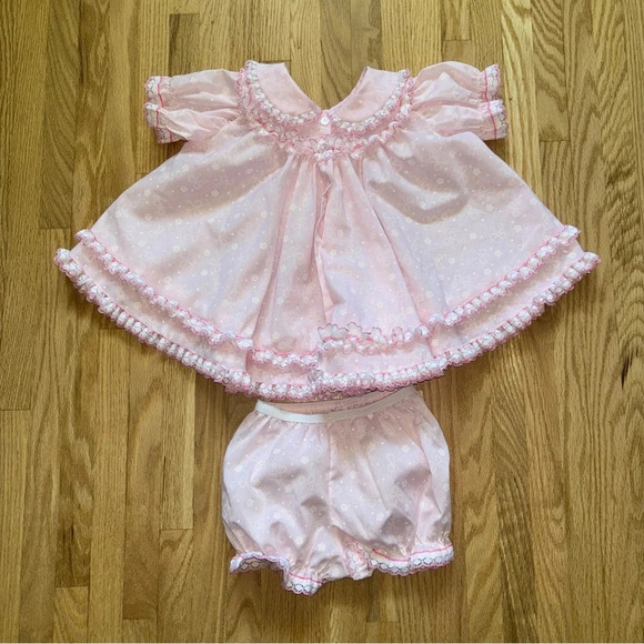 Vintage Cindy Sue Dress & Bottoms with Ribbon and Flowers Frills Size 24M - Picture 2 of 10